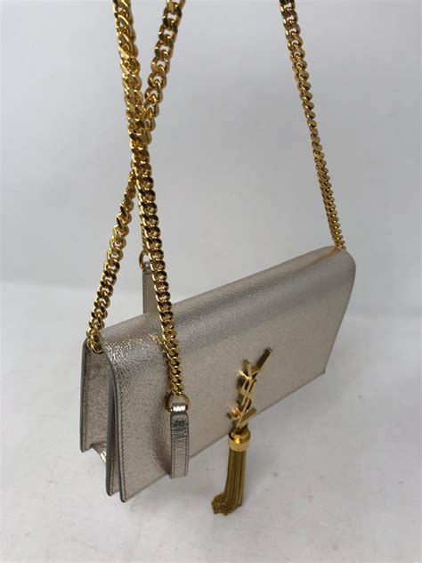 ysl black gold bag|YSL black bag with silver chain.